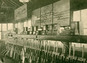 Treinbewegingsdiagram in seinhuis, Metropolitan Railway, 1930