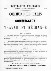 Travail et DEchange, van Franse politieke posters van de Parijse Commune, mei 1871 door Unbekannt