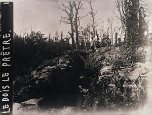 Loopgraven, Bois-le-Prêtre, Lotharingen, noordelijk Frankrijk, c1914-c1918