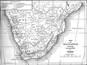 Stammenkaart van Zuid-Afrika, ca. 1880 door Unbekannt