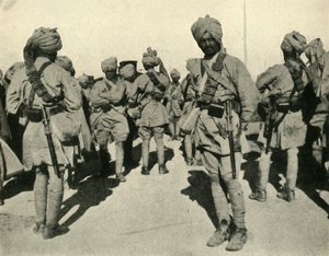 Troepen van de Sirhind Brigade, Vlaanderen, Eerste Wereldoorlog, 1914, ca. 1920