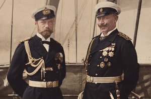 Tsaar Nicolaas II en keizer Wilhelm II in Björkö, 1905 door Unbekannt