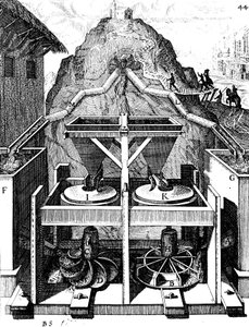 Twee horizontale waterwielen, 1673
