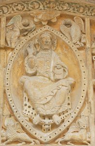 Timpaan. Sint-Pieterskerk Carennac Frankrijk