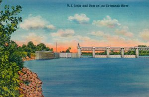 VS Sloten en Dam op de Savannah River, 1943 door Unbekannt