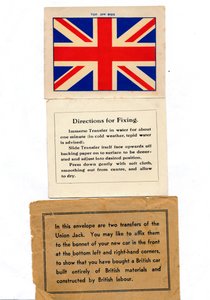 Union Jack auto transfers, ca. 1960s
