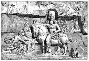 Valerian aan de voeten van Sapor, Koninklijke graven bij Naksh-I-Rustem, Persepolis, Iran, 1895