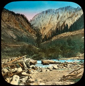 Uitzicht tussen Sonamarg en Baltal, Kasjmir, India, late 19e of vroege 20e eeuw