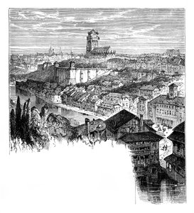 Uitzicht in Bern, Zwitserland, ca. 1888