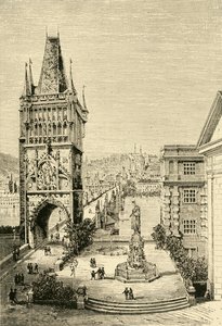 Uitzicht in Praag - De brugtoren, 1890 door Unbekannt