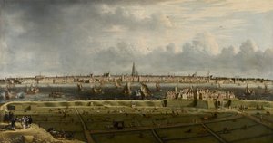 Gezicht op Antwerpen vanaf het Vlaams Hoofd door Unbekannt