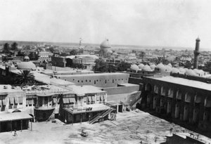 Uitzicht op Bagdad vanaf een torenblok, 31e Britse veldhospitaal, Mesopotamië, WOI, 1918