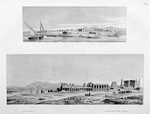 Uitzicht op Luxor en de Tempel van Thebe in Luxor, Egypte, ca. 1808