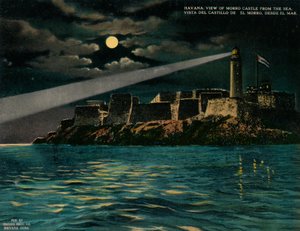 Uitzicht op Morro Kasteel vanaf de zee, Havana, Cuba, ca. 1920