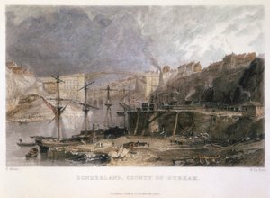 Uitzicht op Sunderland en de IJzeren Brug kijkend naar het oosten, 1833
