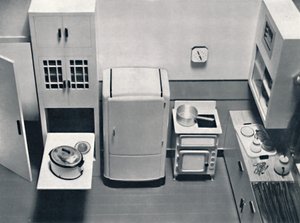 Uitzicht op een keuken, ontworpen door H.M.V. Huishoudelijke Apparaten door Unbekannt