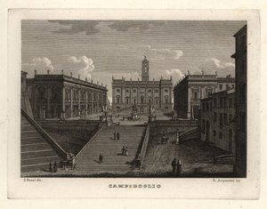 Uitzicht op de Capitolijnse heuvel, Rome, met het Palazzo Senatorio