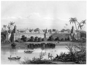 Uitzicht op het Paleis van Agra, vanaf de rivier, ca. 1860