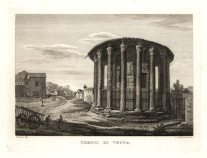 Uitzicht op de Tempel van Vesta, Tempio di Vesta, Rome door Unbekannt