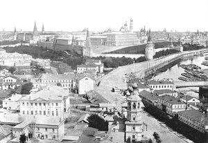 Uitzicht op de stad en het Kremlin, Moskou, Rusland, 1895