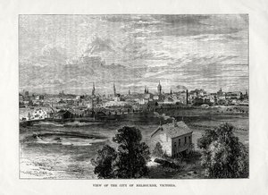 Uitzicht op de stad Melbourne, Victoria, Australië, 1877 door Unbekannt