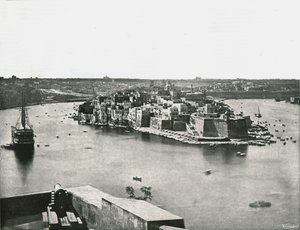 Uitzicht op de haven, Valletta, Malta, 1895 door Unbekannt