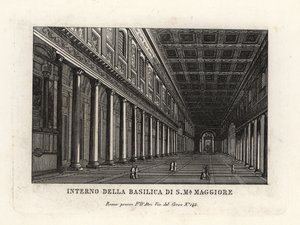 Uitzicht op het interieur van de Basilica di Santa Maria Maggiore, Kerk van Sint-Maria Major, Rome door Unbekannt