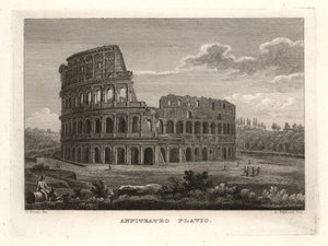 Uitzicht op de ruïnes van het Flavische Amfitheater, Anfiteatro Flavio, Rome door Unbekannt