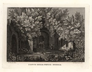 Uitzicht op de bron van de nimf Egeria, Fonte della Ninfa Egeria, Parco Cafarella, Rome