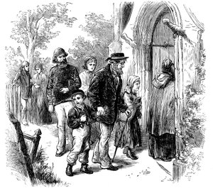 Dorpelingen gaan op zondag naar de kerk, Londen, 1872 door Unbekannt