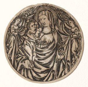 Maagd en kind met twee engelen, 1400s door Unbekannt