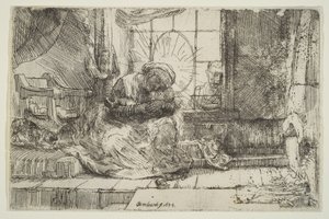 Maagd en kind met de kat: en Jozef bij het raam, 1654