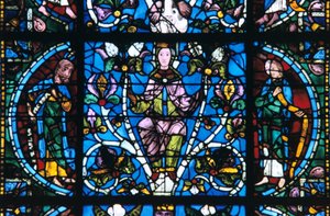 Maagd en profeten, glas-in-lood, kathedraal van Chartres, Frankrijk door Unbekannt