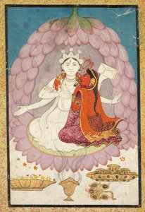 Vishnu en Lakshmi Zittend op een Lotus Bloem, begin 1800s