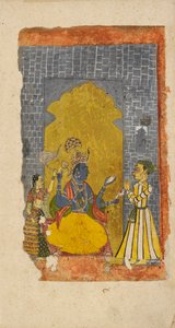 Vishnu op de troon met prinselijke toegewijde voor hem, c1700-1725 door Unbekannt