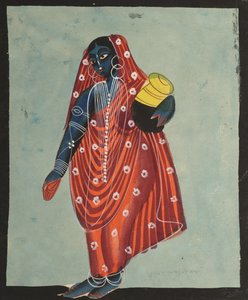 Vishnu in vrouwelijke vorm van Mohini die Amrita draagt voor de goden, 1800s