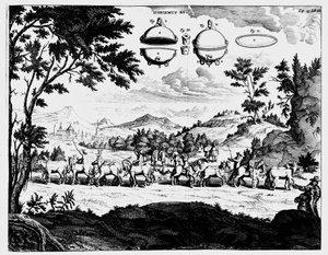 Demonstratie van de kracht van luchtdruk door Von Guericke, 1672 door Unbekannt