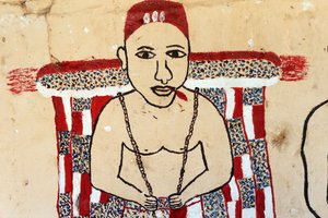 Voodoo muurschildering op een klooster, Togoville, Togo door Unbekannt