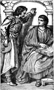 Waldenses missionaris troubadour toont zijn volkstaalbijbel, ca. 1170 door Unbekannt