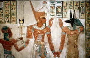 Muurschildering uit een graf van de zoon van Ramses III, Vallei der Koninginnen, Luxor, Egypte, ca. 12e eeuw v.Chr.