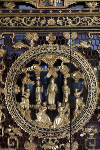 Wat Chedi Luang, Chiang Mai. Kunstwerk in het boeddhistisch museum, Thailand