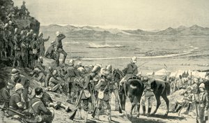 Kijken naar de nederlaag van de Afghaanse troepen vanaf Bab Wali Mountain, 1 september 1880, 1901 door Unbekannt