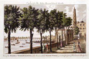 Waterwerken bij York Buildings, Strand, die water leveren aan Londen vanuit de Theems, 1790