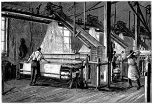 Weefschuur uitgerust met Jacquard-krachtgetouwen