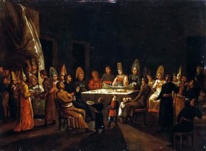 Huwelijk in een Koopmanshuis, Eerste kwart van de 19e eeuw door Unbekannt