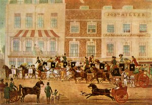 West Country Mails bij het Gloucester Coffee House, Piccadilly, ca. 1830