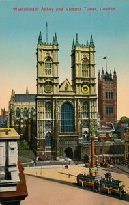 Westminster Abbey en Victoria Tower, Londen, ca. 1930
