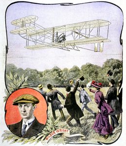 Wilbur Wrights eerste vlucht in Europa op de Hanaudieres renbaan bij Le Mans, Frankrijk