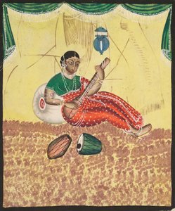 Vrouw die muziek speelt, 1800s