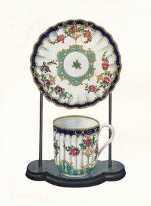 Worcester kop en schotel, ca. 1770